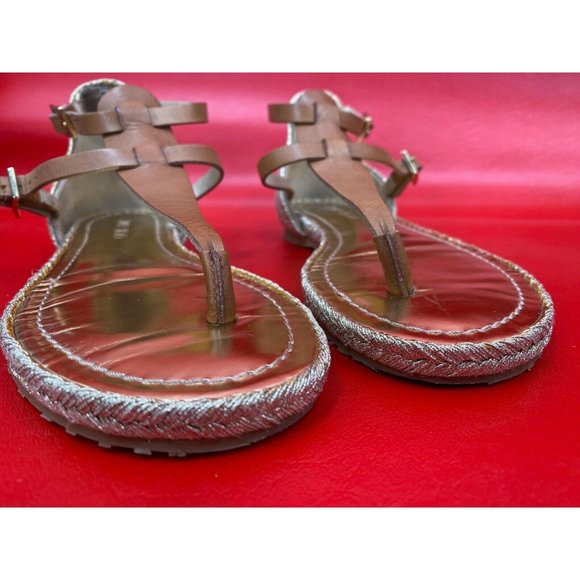 Jimmy Choo Thong Gladiator Strappy Gold Metallica Leather Flat Sandals EU 35 1/2 - Picture 10 of 15